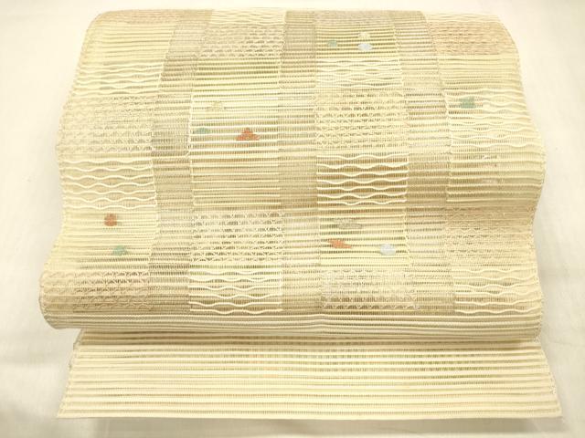 平和屋着物＊夏物　絽綴れ　八寸名古屋帯　抽象文様　金銀糸　正絹　逸品　DABB3490cm 平和屋着物＊夏物 絽綴れ 八寸名古屋帯 抽象文様 金銀糸 正絹 逸品