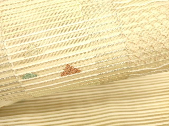 平和屋着物＊夏物　絽綴れ　八寸名古屋帯　抽象文様　金銀糸　正絹　逸品　DABB3490cm 平和屋着物＊夏物 絽綴れ 八寸名古屋帯 抽象文様 金銀糸 正絹 逸品