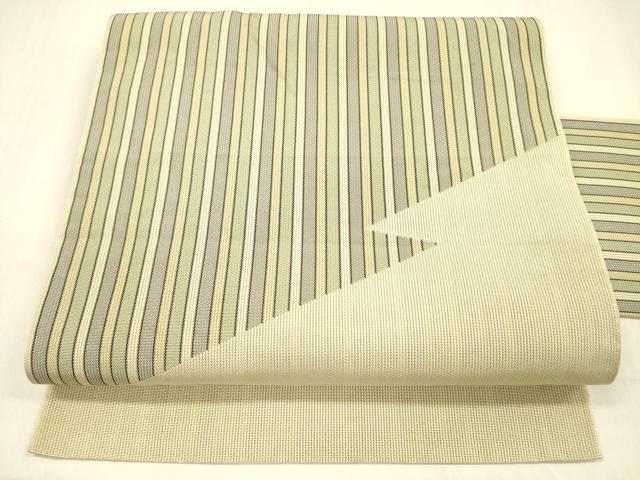 平和屋着物＊夏物　八寸名古屋帯　間道　正絹　逸品　DABB3508cm