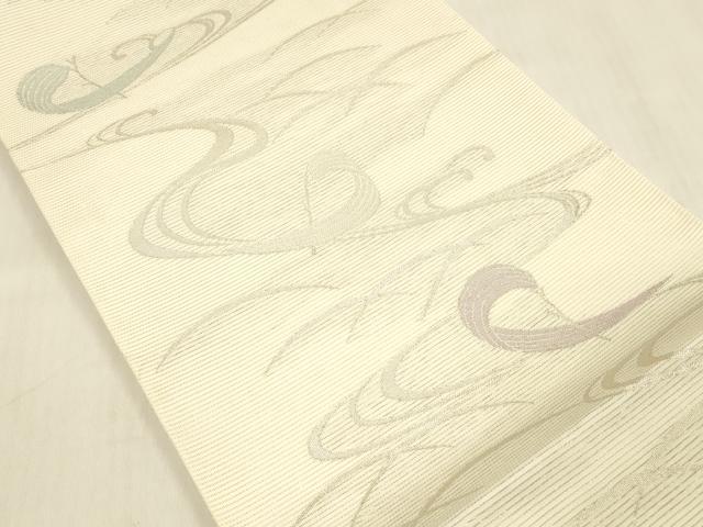 平和屋着物＊夏物　六通柄袋帯　流水文　銀糸　正絹　逸品　DABB3585cm