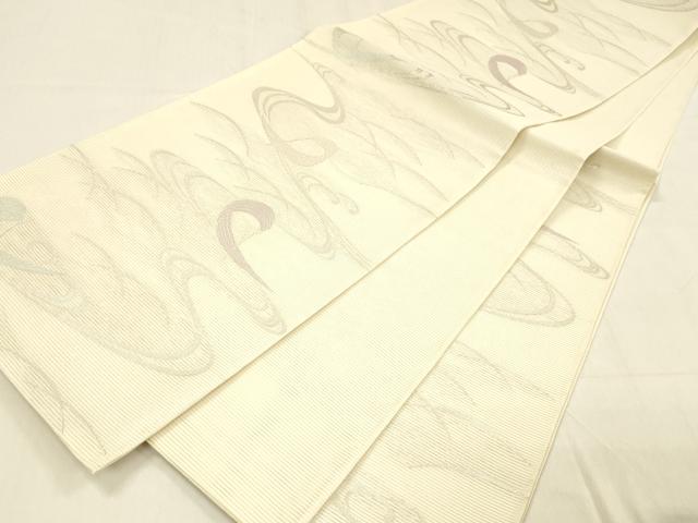 平和屋着物＊夏物　六通柄袋帯　流水文　銀糸　正絹　逸品　DABB3585cm