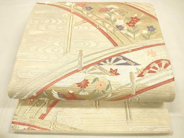 平和屋着物＊夏物 六通柄袋帯 唐織 渡橋片輪車鳳凰花文 金銀糸 正絹