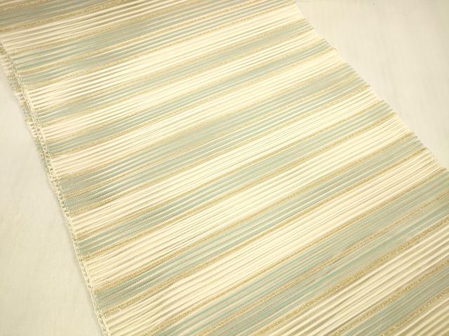 平和屋着物＊夏物　絽綴れ　八寸名古屋帯　横段文　金糸　正絹　逸品　DABB3626cm_1