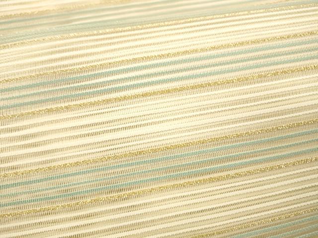 平和屋着物＊夏物　絽綴れ　八寸名古屋帯　横段文　金糸　正絹　逸品　DABB3626cm_3