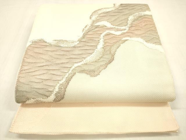 平和屋着物＊夏物　太鼓柄　本袋帯　流水文　銀糸　正絹　逸品　DABB3629cm