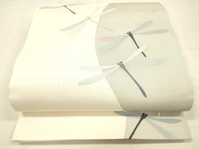 平和屋着物＊夏物　西陣織　天平初年創始の京の老舗　洛陽織物　六通柄袋帯　蜻蛉文　金糸　正絹　逸品　DABB3857cm