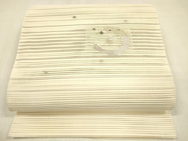 平和屋着物＊夏物　絽綴れ　八寸名古屋帯　抽象文様　金銀糸　正絹　逸品　DABB3961cm