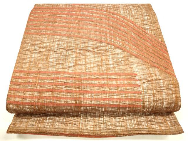 平和屋着物＊夏物　太鼓柄袋帯　櫛織　横段文　正絹　逸品　DABB4000cm