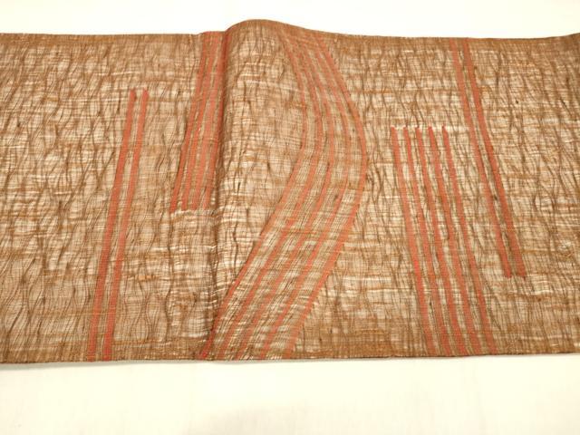 平和屋着物＊夏物　太鼓柄袋帯　櫛織　横段文　正絹　逸品　DABB4000cm_4