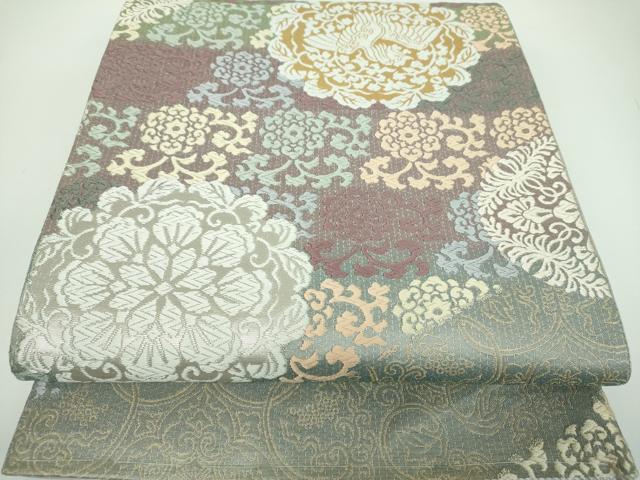 平和屋着物●六通柄袋帯　唐織　正倉院鳳凰花文　金銀糸　正絹　逸品　DABB4078ps