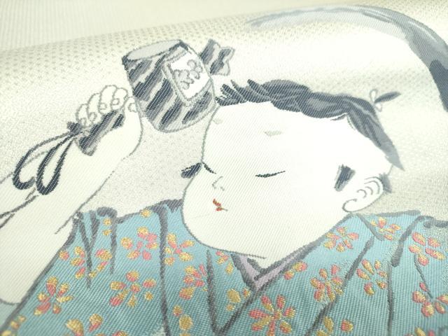 平和屋着物●二代目・由水十久　本加賀友禅　両面　太鼓柄袋帯　見立　大黒　金銀糸　正絹　逸品　DABB4165ps_2
