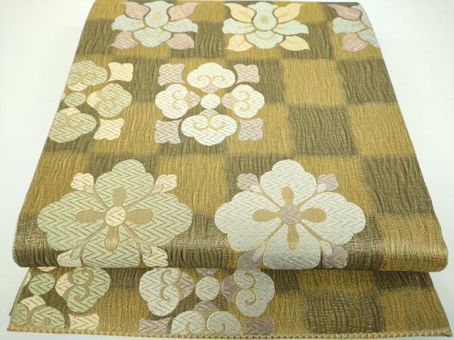 平和屋着物▽京の名工　染匠　越後屋通博　六通柄袋帯　スリーシーズン　春夏秋　櫛織り　吉祥宮中文様　金糸　正絹　逸品　DABB4178ps