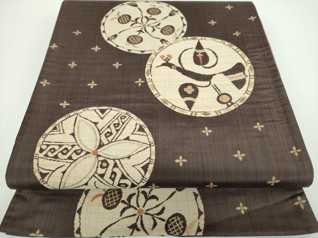 平和屋着物●六通柄袋帯　花鳥丸文　正絹　逸品　DABB4294ps 18,470円