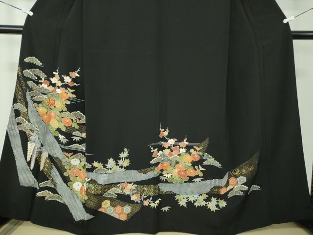 平和屋着物○創業460年・千總 黒留袖 駒刺繍 吉祥花熨斗文 金彩 正絹