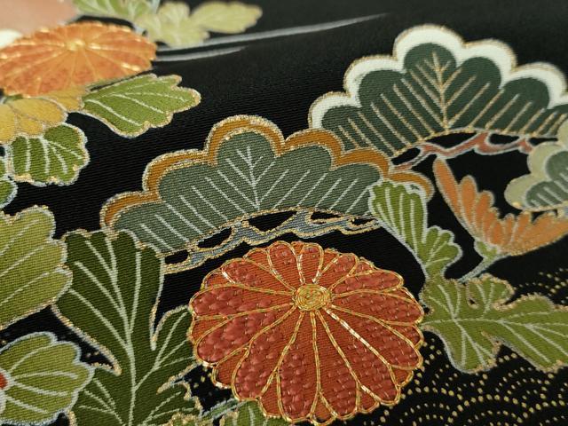 平和屋着物○創業460年・千總 黒留袖 駒刺繍 吉祥花熨斗文 金彩 正絹
