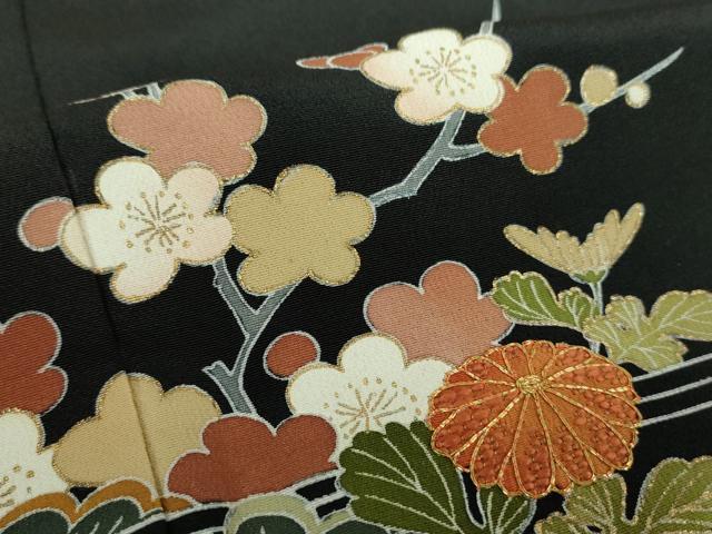 平和屋着物●創業460年・千總　黒留袖　駒刺繍　吉祥花熨斗文　金彩　正絹　逸品　DABB4336ps 平和屋着物○創業460年・千總 黒留袖 駒刺繍 吉祥花熨斗文 金彩 正絹