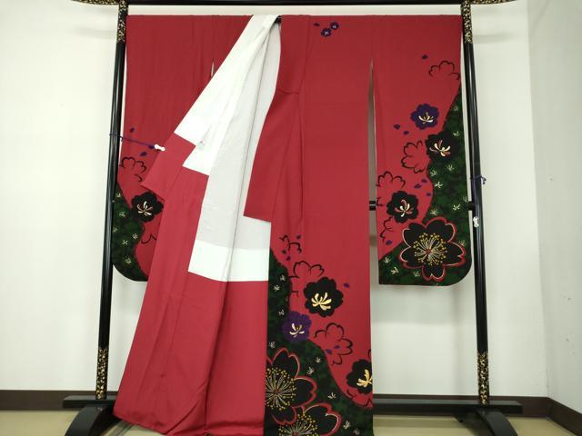 平和屋着物●豪華振袖　駒刺繍　舞花文　金彩　正絹　逸品　DABB4338ps 平和屋着物○豪華振袖 駒刺繍 舞花文 金彩 正絹 逸品 DABB4338ps