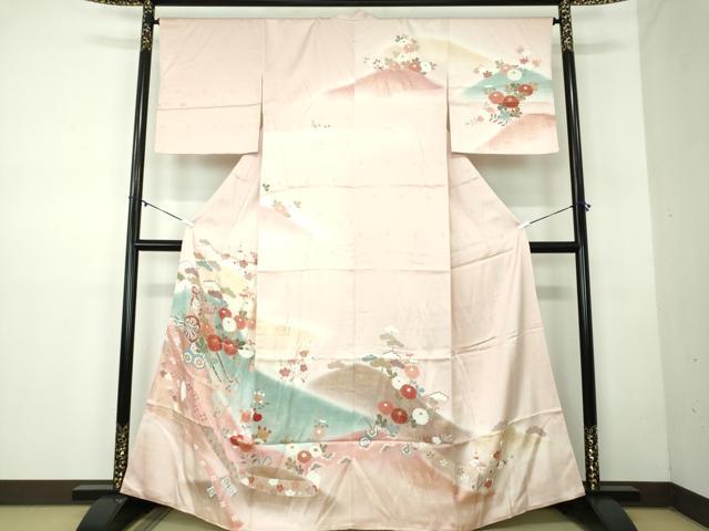平和屋着物●創業460年・千總　訪問着　御所車花文　暈し染め　金彩　正絹　逸品　DABB4385ps