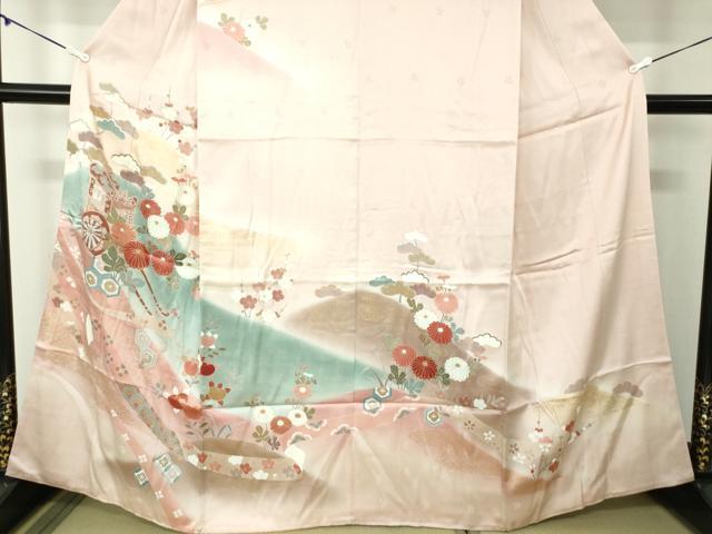 平和屋着物●創業460年・千總　訪問着　御所車花文　暈し染め　金彩　正絹　逸品　DABB4385ps_3