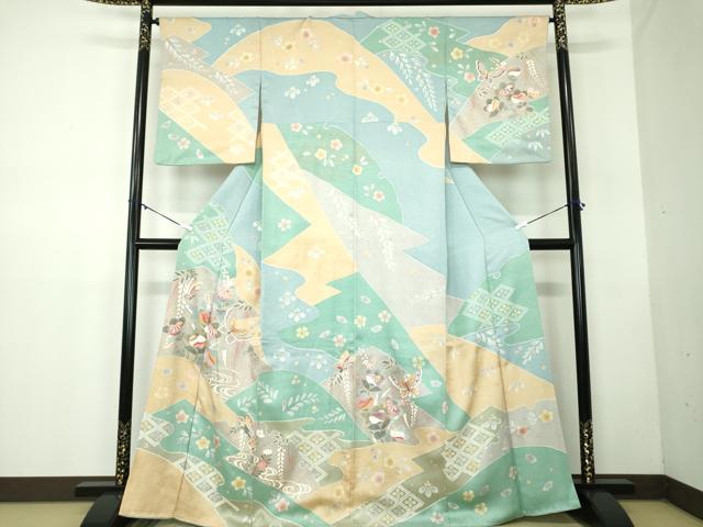 平和屋着物●訪問着　舞蝶花文　橘　金彩　三越扱い　正絹　逸品　DABB4392ps