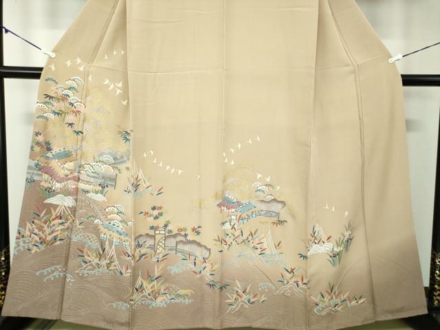 平和屋着物●訪問着　渡橋花鳥風景　暈し染め　金彩　正絹　逸品　DABB4444ps_3