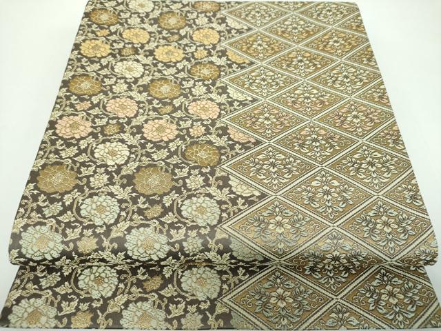 平和屋着物●全通柄袋帯　経糸三千六百本錦　吉祥の文様　金糸　正絹　逸品　DABB4488ps