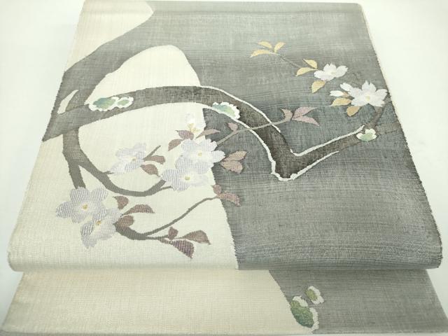 平和屋着物●太鼓柄袋帯　すくい織　枝桜　正絹　逸品　DABB4516ps 18,720円
