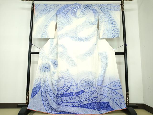 平和屋着物●訪問着　総絞り　束ね熨斗花文　正絹　逸品　DABB4566ps