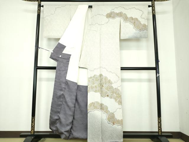 平和屋着物●訪問着　絞り　刺繍　雲取り花文　金彩　鈴乃屋扱い　正絹　逸品　DABB4570ps 平和屋着物○訪問着 絞り 刺繍 雲取り花文 金彩 鈴乃屋扱い 正絹