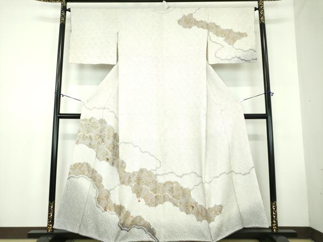 平和屋着物●訪問着　絞り　刺繍　雲取り花文　金彩　鈴乃屋扱い　正絹　逸品　DABB4570ps