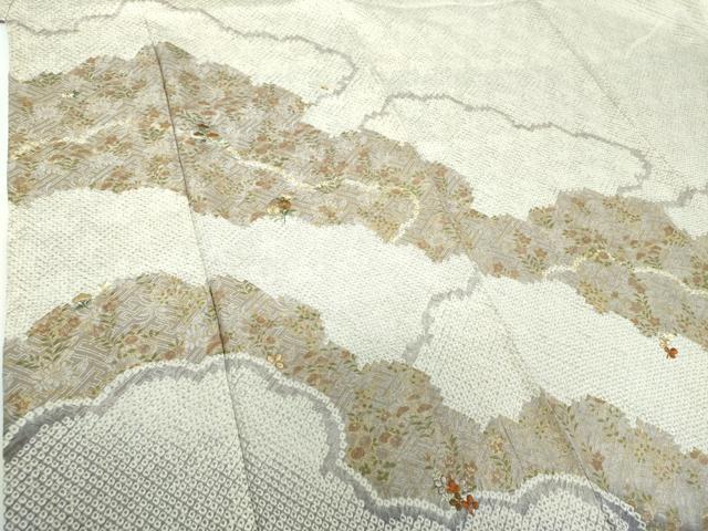 平和屋着物●訪問着　絞り　刺繍　雲取り花文　金彩　鈴乃屋扱い　正絹　逸品　DABB4570ps_4