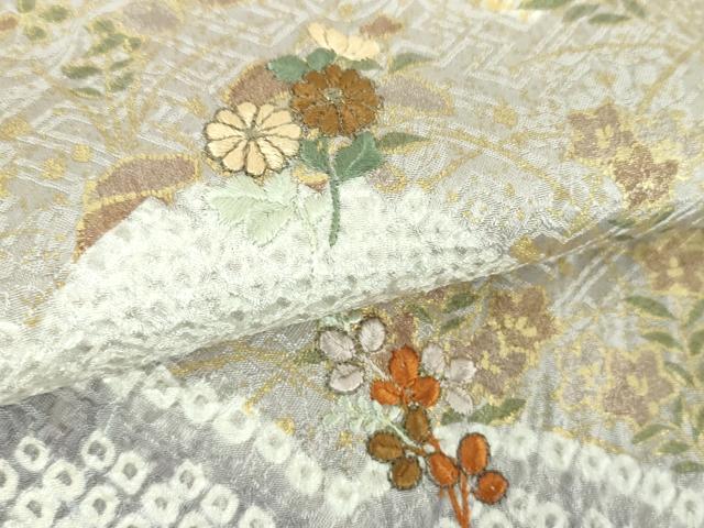 平和屋着物●訪問着　絞り　刺繍　雲取り花文　金彩　鈴乃屋扱い　正絹　逸品　DABB4570ps_6
