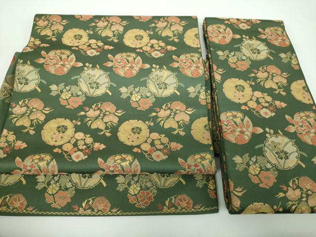 平和屋着物●名物裂一筋　西陣・あらいそ謹製　つけ帯　雪輪花文　正絹　逸品　未使用　DABB4696ps 平和屋着物○名物裂一筋 西陣・あらいそ謹製 つけ帯 雪輪花文 正絹