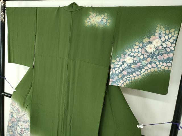 平和屋着物●上質な色無地　草花地紋　夏虫色　正絹　逸品　CABD0030ut 平和屋着物○上質な色無地 草花地紋 夏虫色 正絹 逸品 CABD0030ut