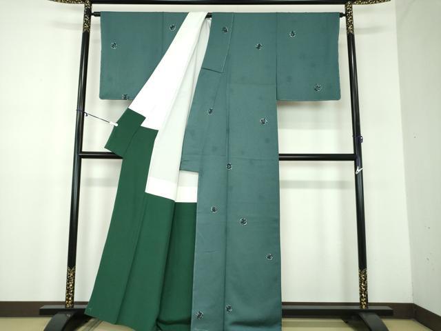 平和屋着物●北大路魯山人　小紋　ろうけつ染め　笹竹丸文　正絹　逸品　未使用　DABB4893ps_2