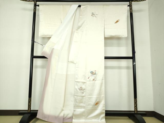 平和屋着物●訪問着　総刺繍　宝尽くし楽器花文　正絹　逸品　未使用　DABB4894ps_2