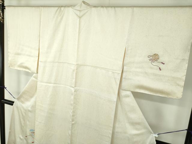 平和屋着物●訪問着　総刺繍　宝尽くし楽器花文　正絹　逸品　未使用　DABB4894ps_3