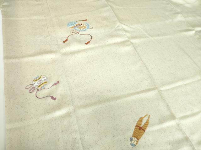 平和屋着物●訪問着　総刺繍　宝尽くし楽器花文　正絹　逸品　未使用　DABB4894ps_5