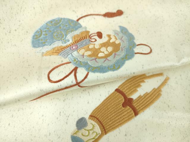 平和屋着物●訪問着　総刺繍　宝尽くし楽器花文　正絹　逸品　未使用　DABB4894ps_6