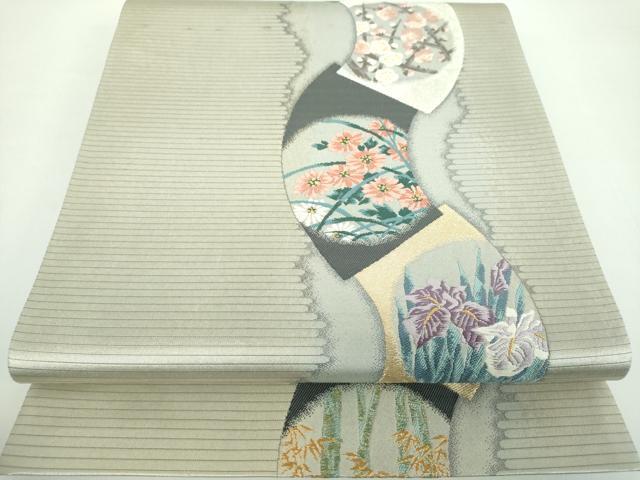 平和屋着物●西陣　じゅらく謹製　六通柄袋帯　地紙吉祥花丸文　金銀糸　引箔　正絹　逸品　DABB4999ps 平和屋着物○西陣 じゅらく謹製 六通柄袋帯 地紙吉祥花丸文 金銀糸