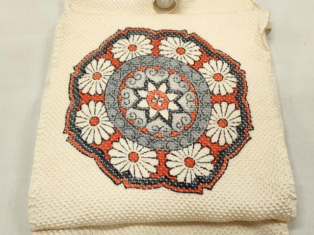 平和屋着物●名門　藤娘きぬたや・総絞り　名古屋帯　帯反物　花絵皿文　逸品　DABB6323we