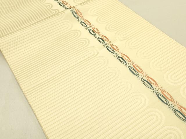 平和屋着物●本場筑前博多織　八寸名古屋帯　変わり間道　正絹　逸品　DABB7119op_1
