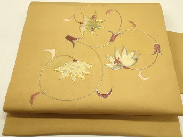 平和屋着物＊夏物　八寸名古屋帯　リボン織　花間道　伽羅色　DABC8193cm 平和屋着物＊夏物 八寸名古屋帯 リボン織 花間道 伽羅色 DABC8193cm
