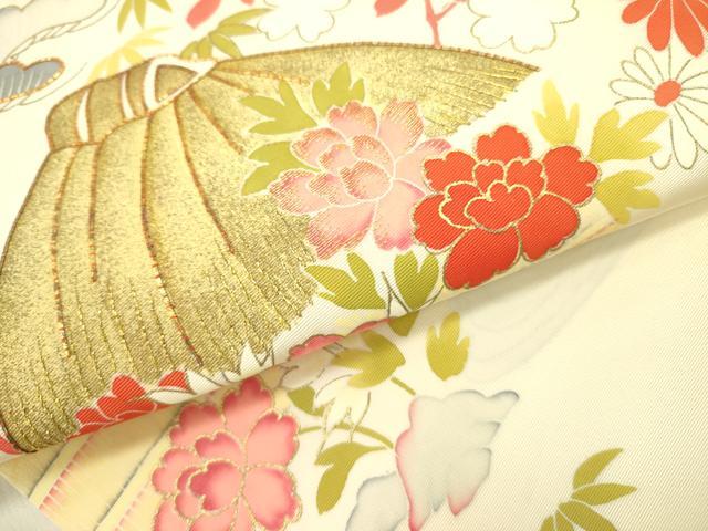 平和屋着物●塩瀬　九寸名古屋帯　駒刺繍　流水風景花文　金彩　正絹　逸品　DABB7226op 平和屋着物○塩瀬 九寸名古屋帯 駒刺繍 御所車花文 黒地 金彩 正絹