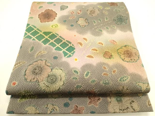 平和屋着物●太鼓柄袋帯　絞り　辻が花　鬼しぼ縮緬　正絹　逸品　DABB7243op