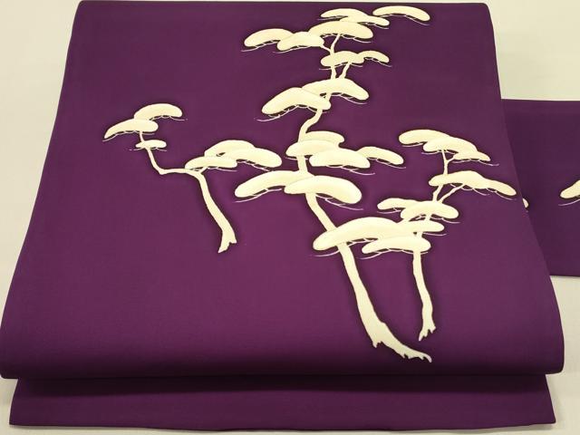 平和屋着物●塩瀬　九寸名古屋帯　枝松　金彩　正絹　逸品　DABB7247op