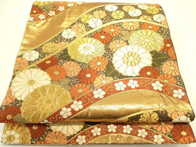 平和屋着物●名門木屋太　今河織物　六通柄袋帯　枝花文　正絹　逸品　CABD5795hy 平和屋着物○名門木屋太 今河織物 六通柄袋帯 枝花文 正絹 逸品 CABD5795hy