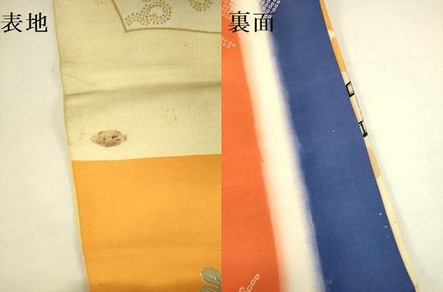 平和屋着物●アンティーク　大正ロマン　両面　六通柄京袋帯　刺繍　風景花文　引き抜き帯　金彩　正絹　逸品　DABB7336op_7
