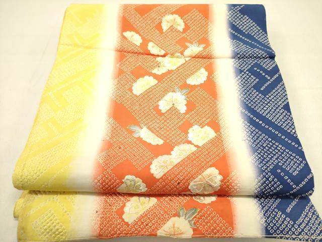 平和屋着物●アンティーク　大正ロマン　両面　六通柄京袋帯　刺繍　風景花文　引き抜き帯　金彩　正絹　逸品　DABB7336op_5
