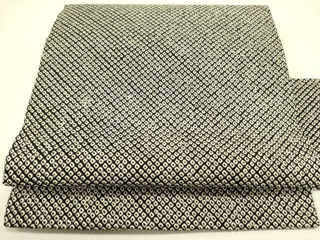 平和屋着物●九寸名古屋帯　総絞り　黒地　正絹　逸品　DABB7358op